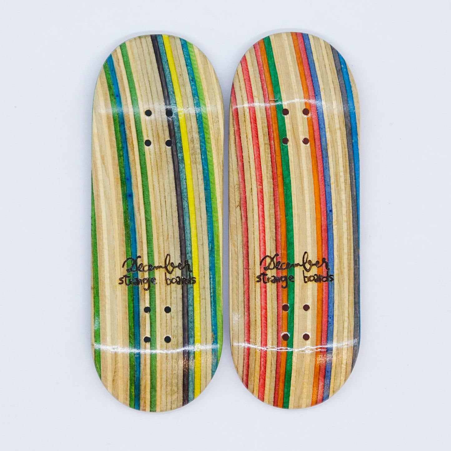 December Strange Boards - Recycled Skateboards Stripy - December Fingerboards