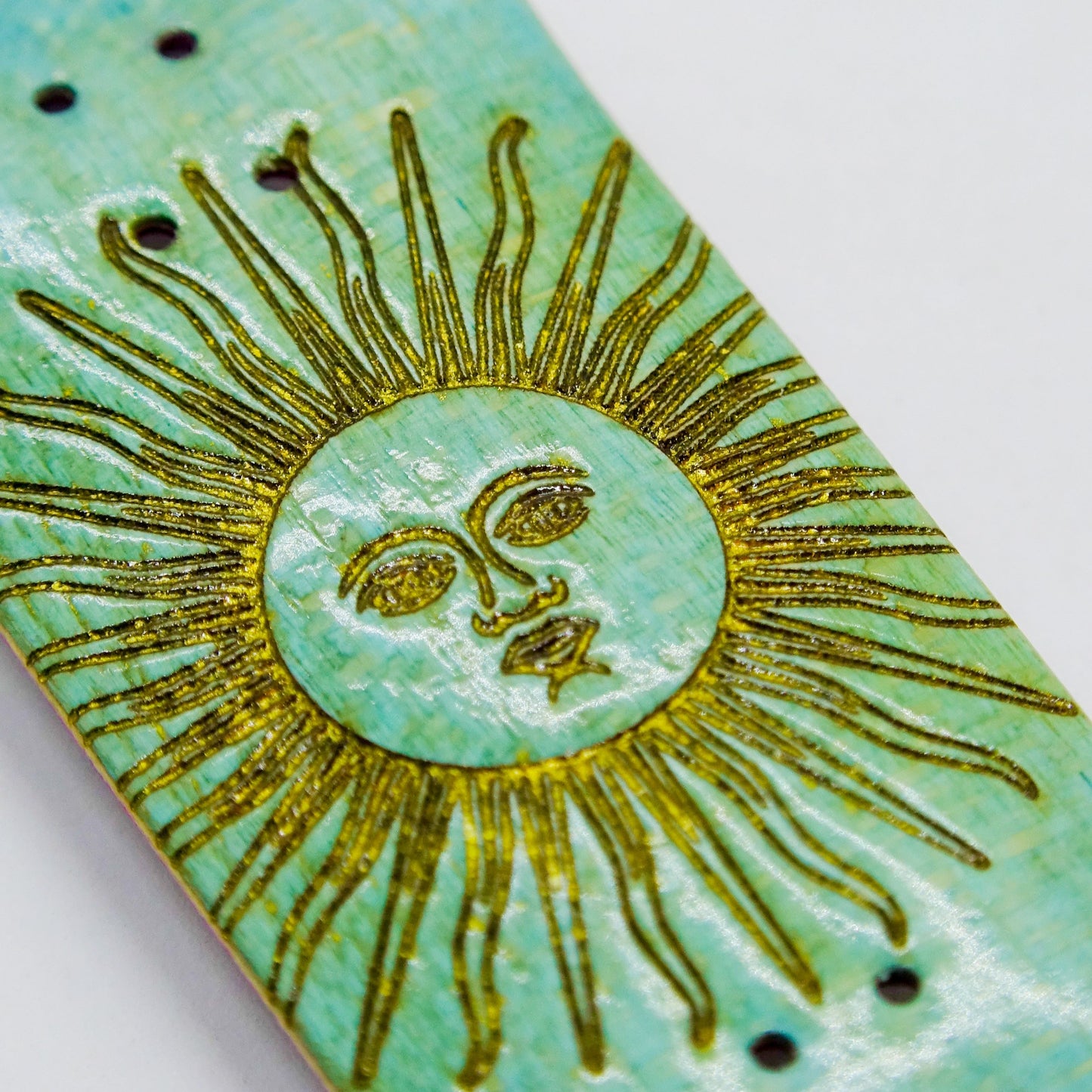 December Engraved Deck - Sol de Mayo Gold Inlay - Teal - December Fingerboards